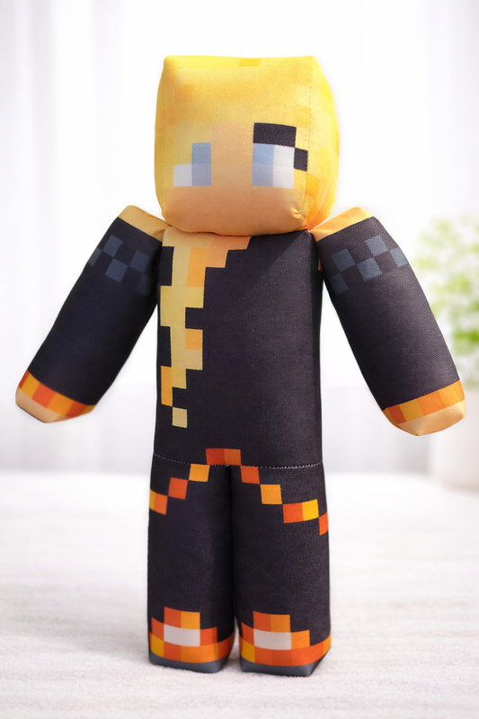 Blonde Girl Pixel Plush Toy – 11” & 16” Block Style Gamer Plush